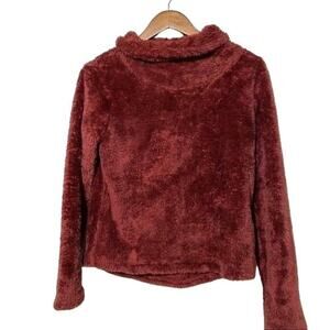 Joy Lab Shirt Womens Small Plush Burgundy Cozy Fuzzy Fleece Pullover